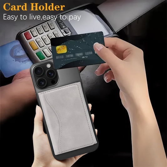 Magnetic Detachable Phone Wallet Synthetic Leather Card Holder for iPhone 12–17 Series