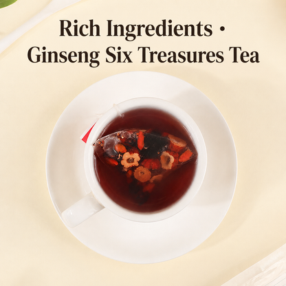 Premium Ginseng Six Treasures Herbal Tea - 2X Tea Per Bag & 67% More Total Quantity - 250g (10g × 25 Bags)