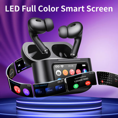 2025 A9Pro Wireless Bluetooth Earbuds – AI Voice Control, ANC Noise Canceling, Long Battery Life, Color Screen Case - Botora Hub