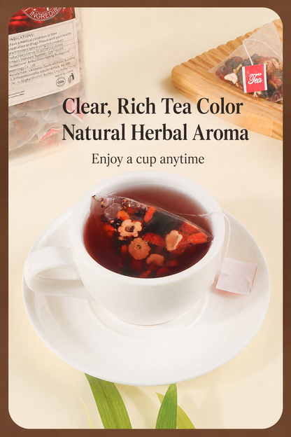 Premium Ginseng Six Treasures Herbal Tea - 2X Tea Per Bag & 67% More Total Quantity - 250g (10g × 25 Bags)