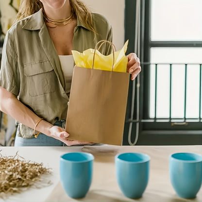 Brown Kraft Paper Gift Bags with Handles, Reusable Shopping, Lunch & Party Bags for Small Businesses and Events