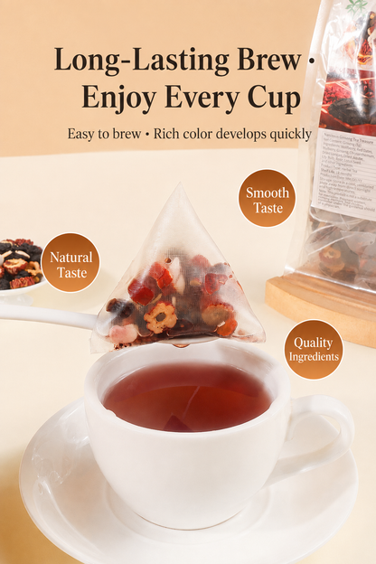 Premium Ginseng Six Treasures Herbal Tea - 2X Tea Per Bag & 67% More Total Quantity - 250g (10g × 25 Bags)