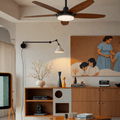 52" Large Airflow Ceiling Fan with LED Light – 5 Blades, Quiet DC Motor, Remote Control, Deep Wood - Botora Hub