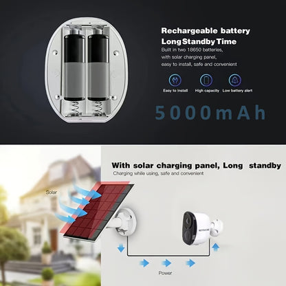 Solar Powered Wifi Security Camera 3MP HD with 5000mAh Battery, Free Cloud Storage Win a FREE 32gb SD Card