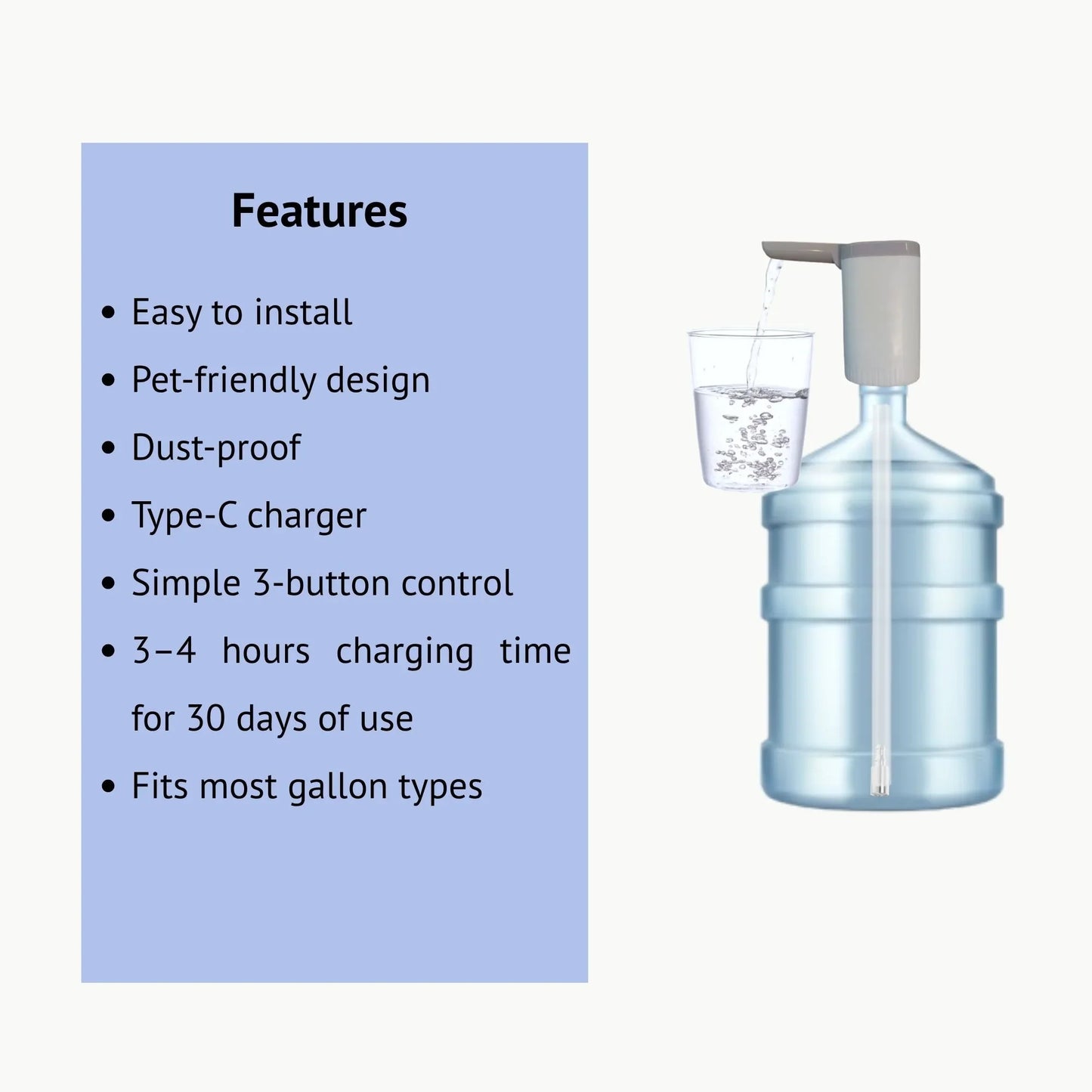 Portable Rechargeable Water Dispenser With Accessories - Botora Hub