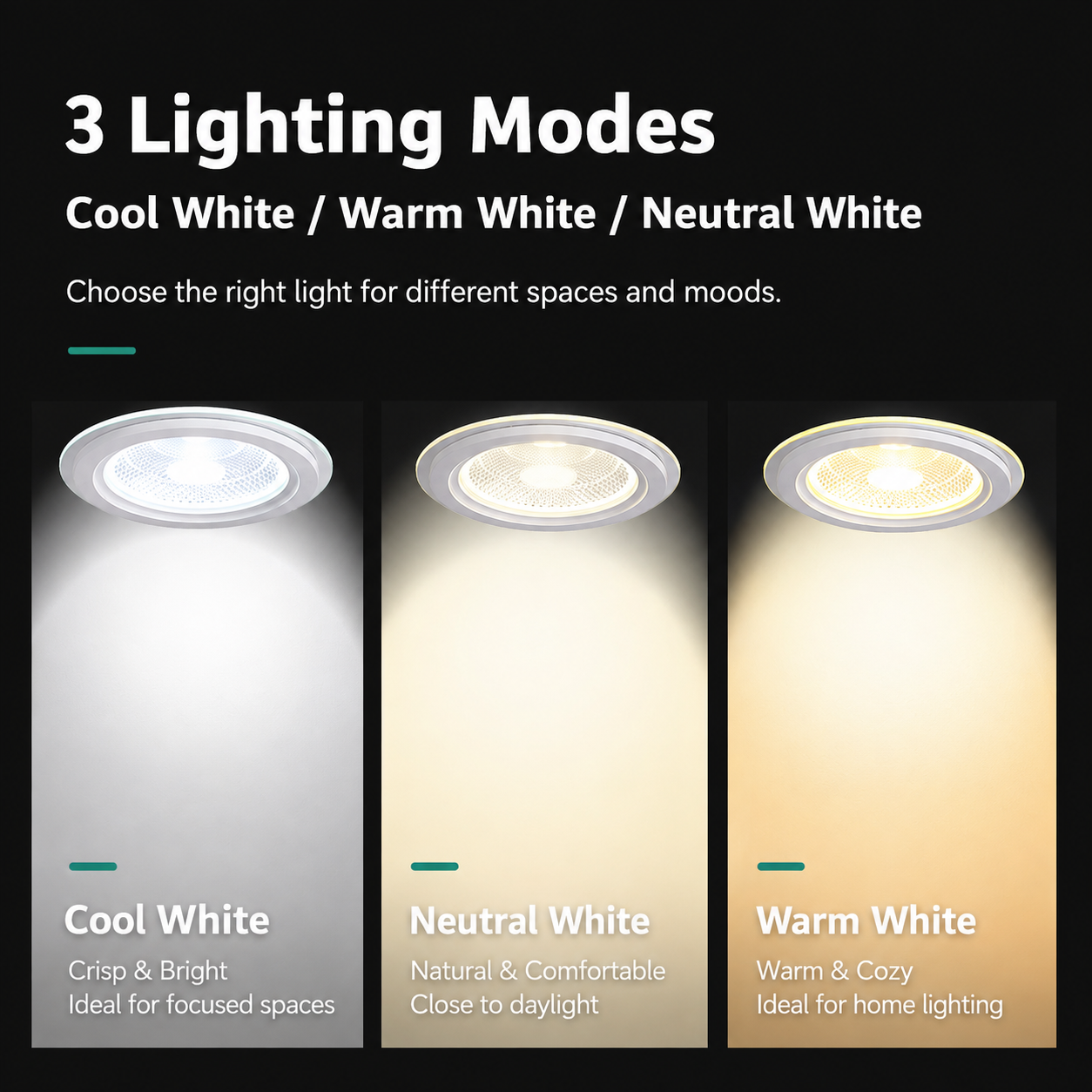 6PICS set 5W COB LED Downlight - Wide Voltage 100-265V - CRI 90+ - High Heat Dissipation - 3 Colour ESCLIGHTING