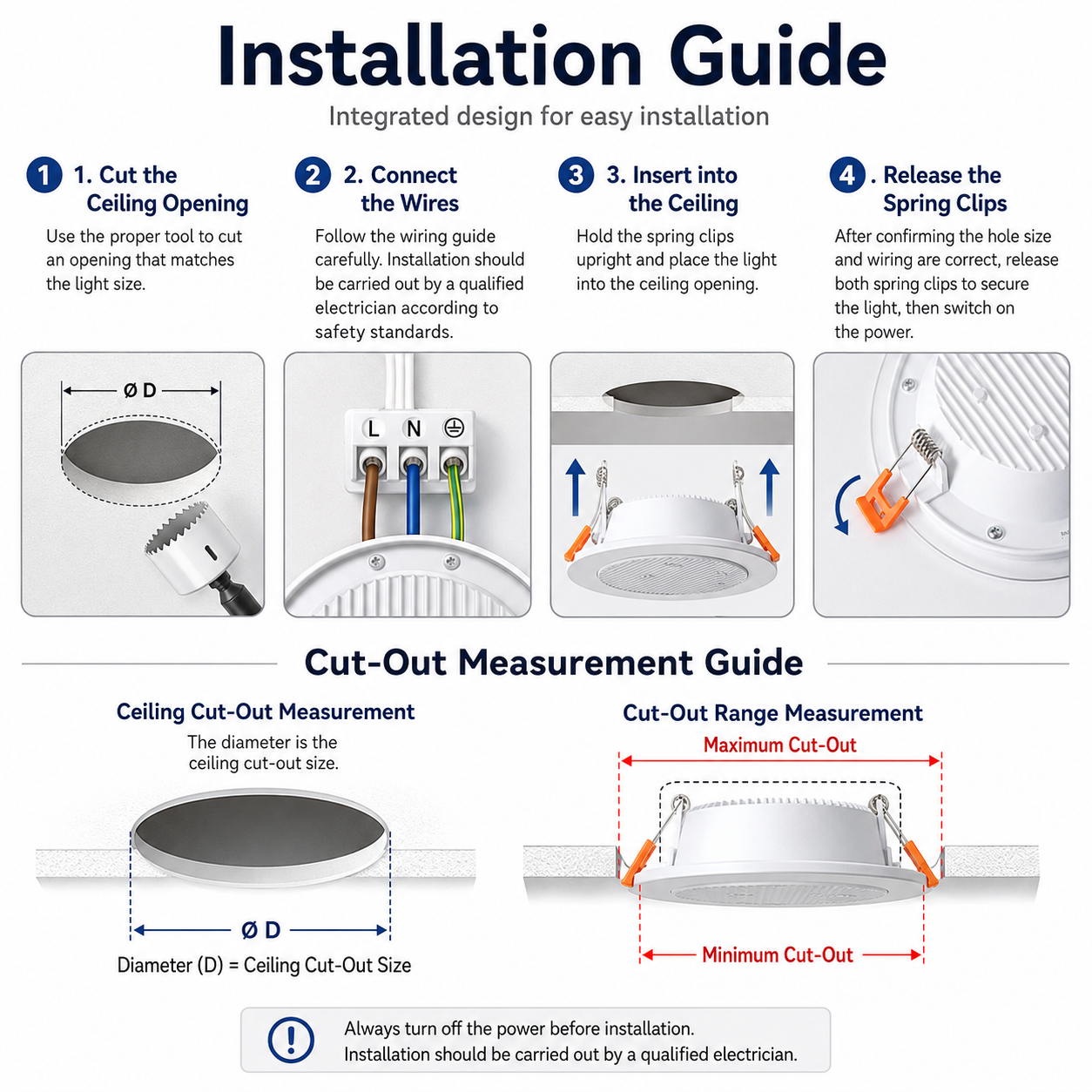 6PICS set 5W COB LED Downlight - Wide Voltage 100-265V - CRI 90+ - High Heat Dissipation - 3 Colour ESCLIGHTING