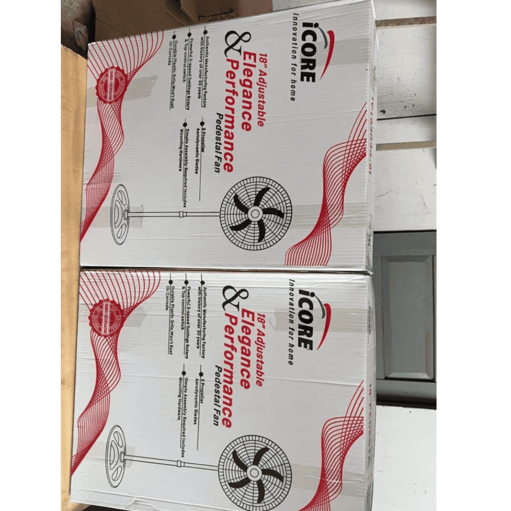 iCore 18″ Industrial Pedestal Fans – 4-Pack for Warehouses & Offices