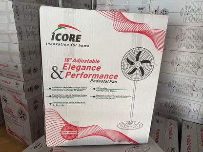 iCore 18″ Industrial Pedestal Fans – 4-Pack for Warehouses & Offices