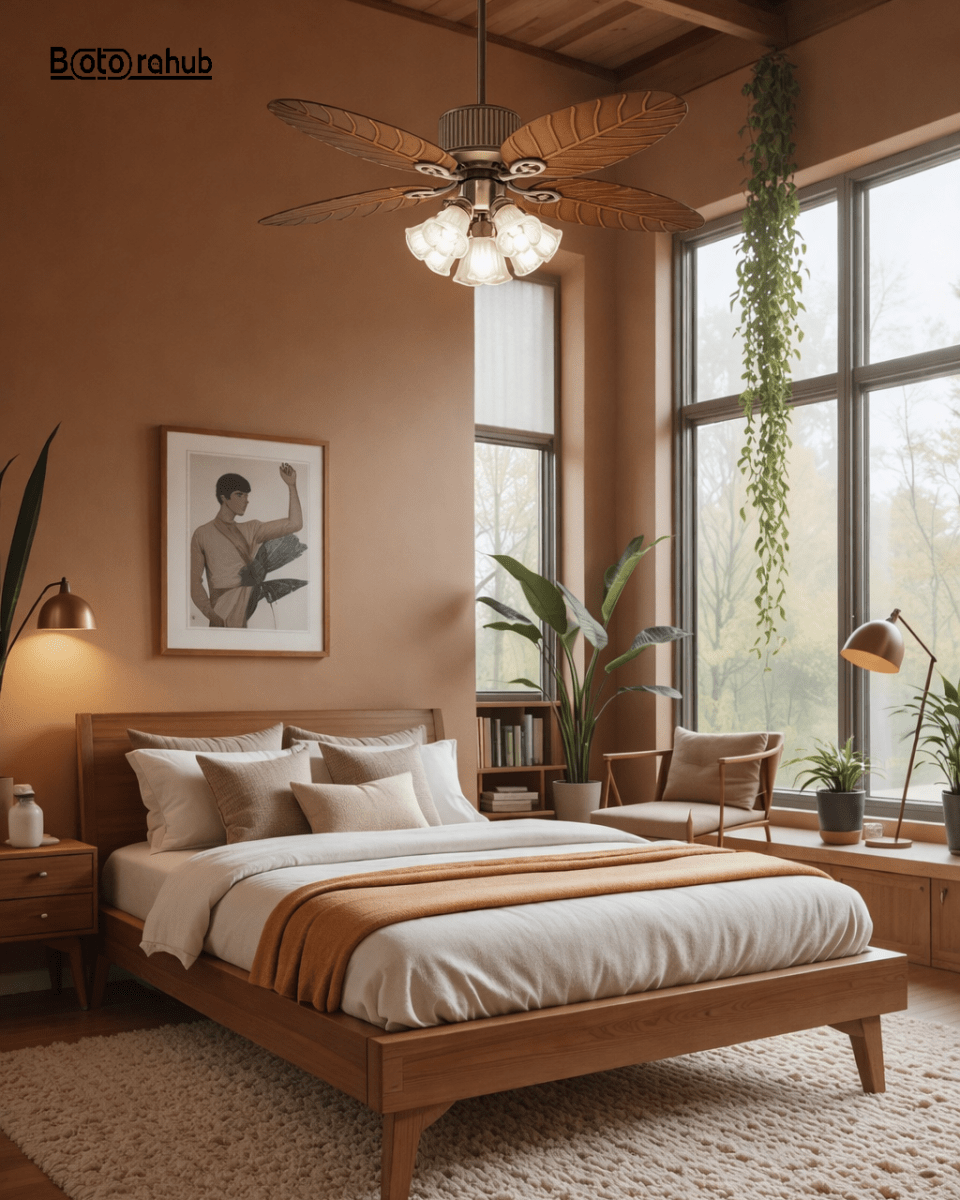 Bali Style Ceiling Fan with Light – 52" Premium Wooden Leaf Design for Modern Living Room | BotoraHub Ghana - Botora Hub