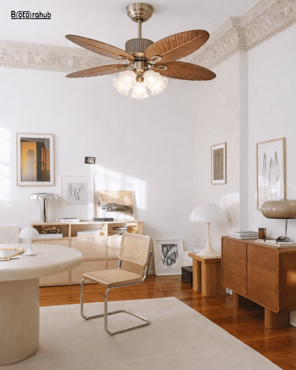 Bali Style Ceiling Fan with Light – 52" Premium Wooden Leaf Design for Modern Living Room | BotoraHub Ghana - Botora Hub