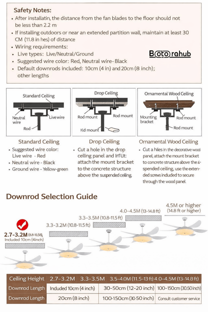 Bali Style Ceiling Fan with Light – 52" Premium Wooden Leaf Design for Modern Living Room | BotoraHub Ghana - Botora Hub