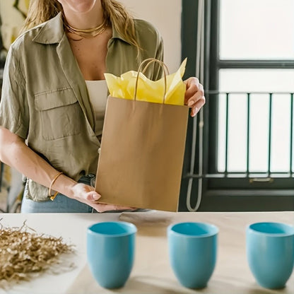 Brown Kraft Paper Gift Bags with Handles, Reusable Shopping, Lunch & Party Bags for Small Businesses and Events - Botora Hub