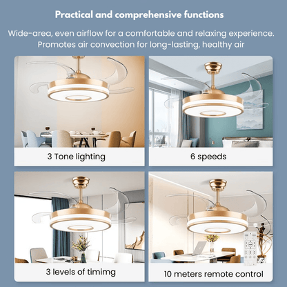 Elegant Crystal LED Chandelier - Luxury Dimmable Pendant Light, Remote Control, Gold/Black - Botora Hub