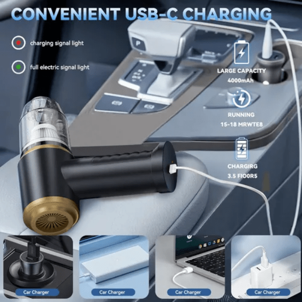 Handheld Vacuum Cleaner 6000Pa Suction, 100W Motor, Portable 4 - in - 1 for Car, Home & Office - Botora Hub