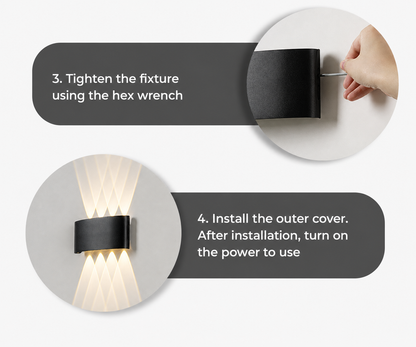 4pics set Modern Up & Down LED Wall Light – 8W, IP65 Waterproof, 3000K Warm Light