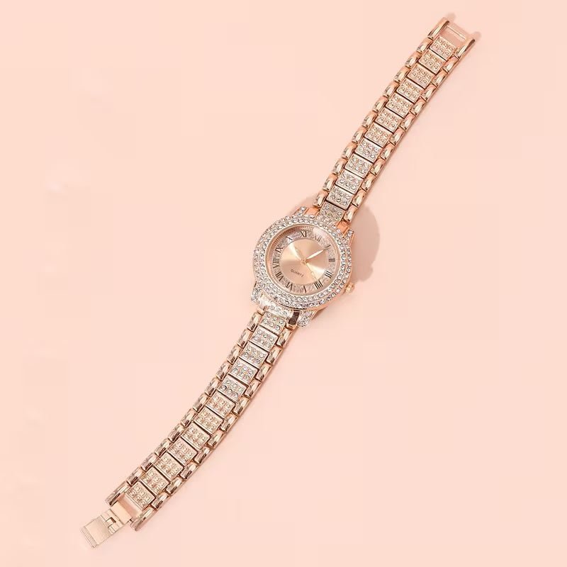 Luxury 5 - in - 1 Women’s Jewelry Set – Rhinestone Watch, Necklace, Bracelet, Ring & Earrings - Botora Hub