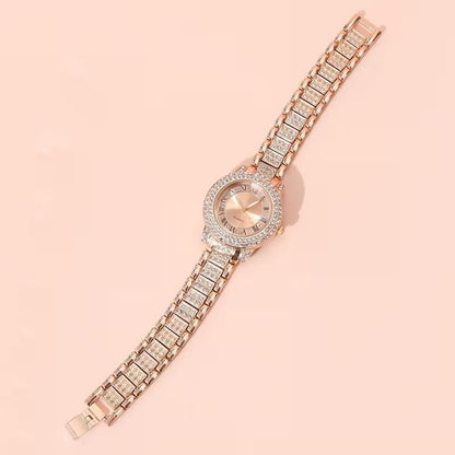 Luxury 5 - in - 1 Women’s Jewelry Set – Rhinestone Watch, Necklace, Bracelet, Ring & Earrings - Botora Hub