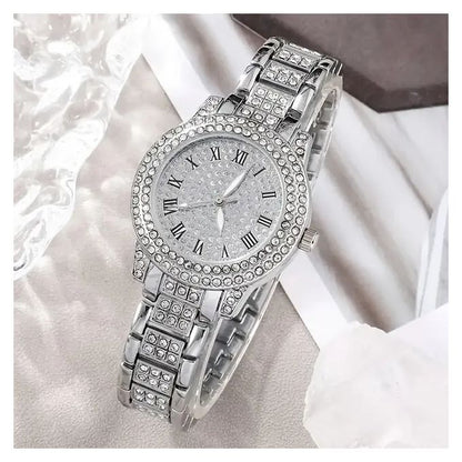 Luxury 5 - in - 1 Women’s Jewelry Set – Rhinestone Watch, Necklace, Bracelet, Ring & Earrings - Botora Hub