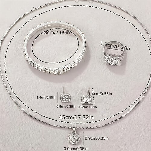 Luxury 5 - in - 1 Women’s Jewelry Set – Rhinestone Watch, Necklace, Bracelet, Ring & Earrings - Botora Hub