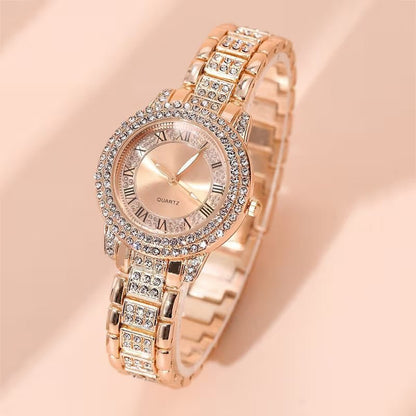 Luxury 5 - in - 1 Women’s Jewelry Set – Rhinestone Watch, Necklace, Bracelet, Ring & Earrings - Botora Hub