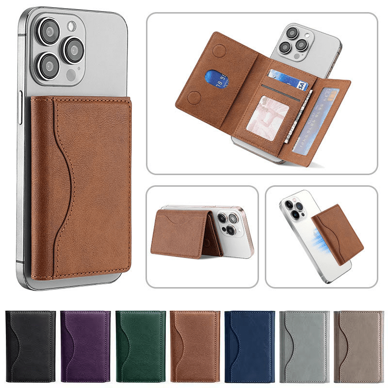 Magnetic Detachable Phone Wallet Synthetic Leather Card Holder for iPhone 12–17 Series - Botora Hub