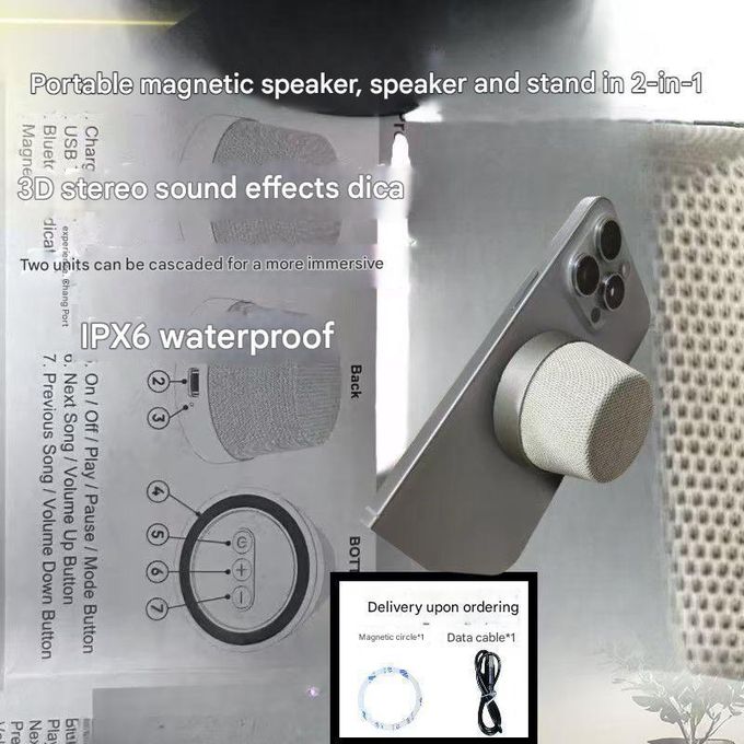 Magnetic Mini Bluetooth Speaker – MagSafe Compatible, Phone Stand & 32ft Range - Botora Hub