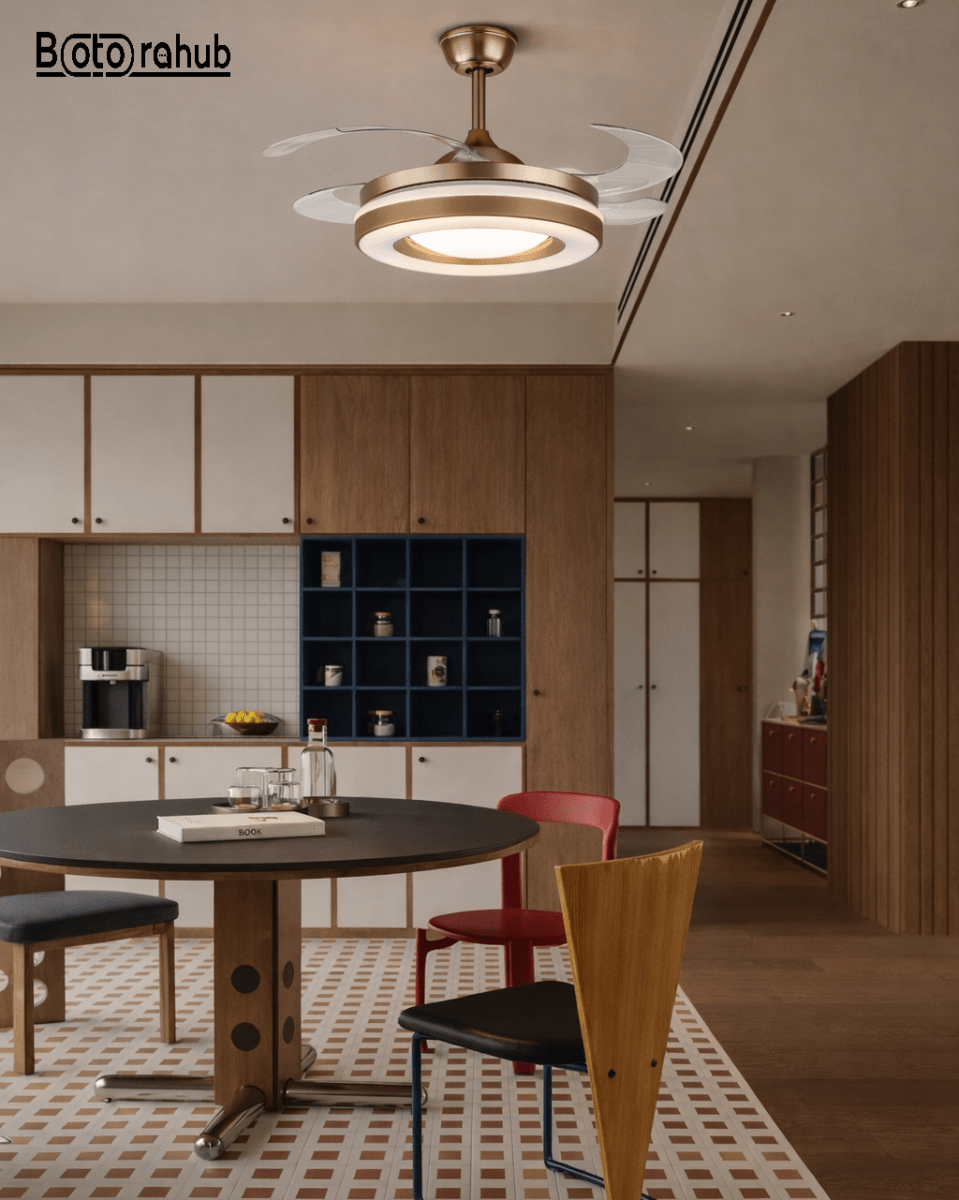 Modern Invisible Ceiling Fan with LED Light | Retractable Blades | Remote Control - Botora Hub