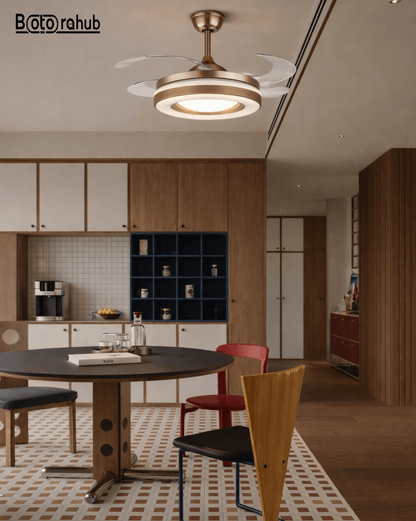 Modern Invisible Ceiling Fan with LED Light | Retractable Blades | Remote Control - Botora Hub