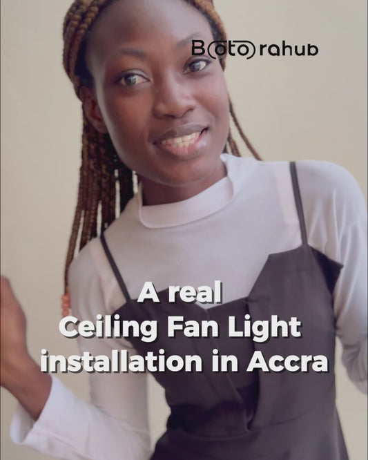 Vintage Wooden Ceiling Fan with Light – 5 Blades, Strong Wind & Quiet | Ghana | BotoraHu