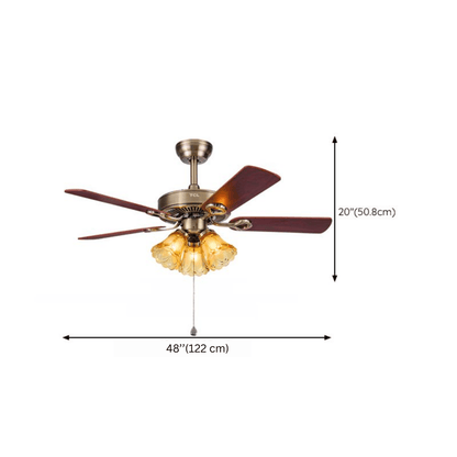 Retro Vintage Iron Wood Ceiling Fan | Classic Wooden Fan Light Fixture - Botora Hub